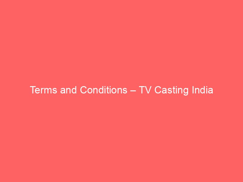 Terms and Conditions – TV Casting India